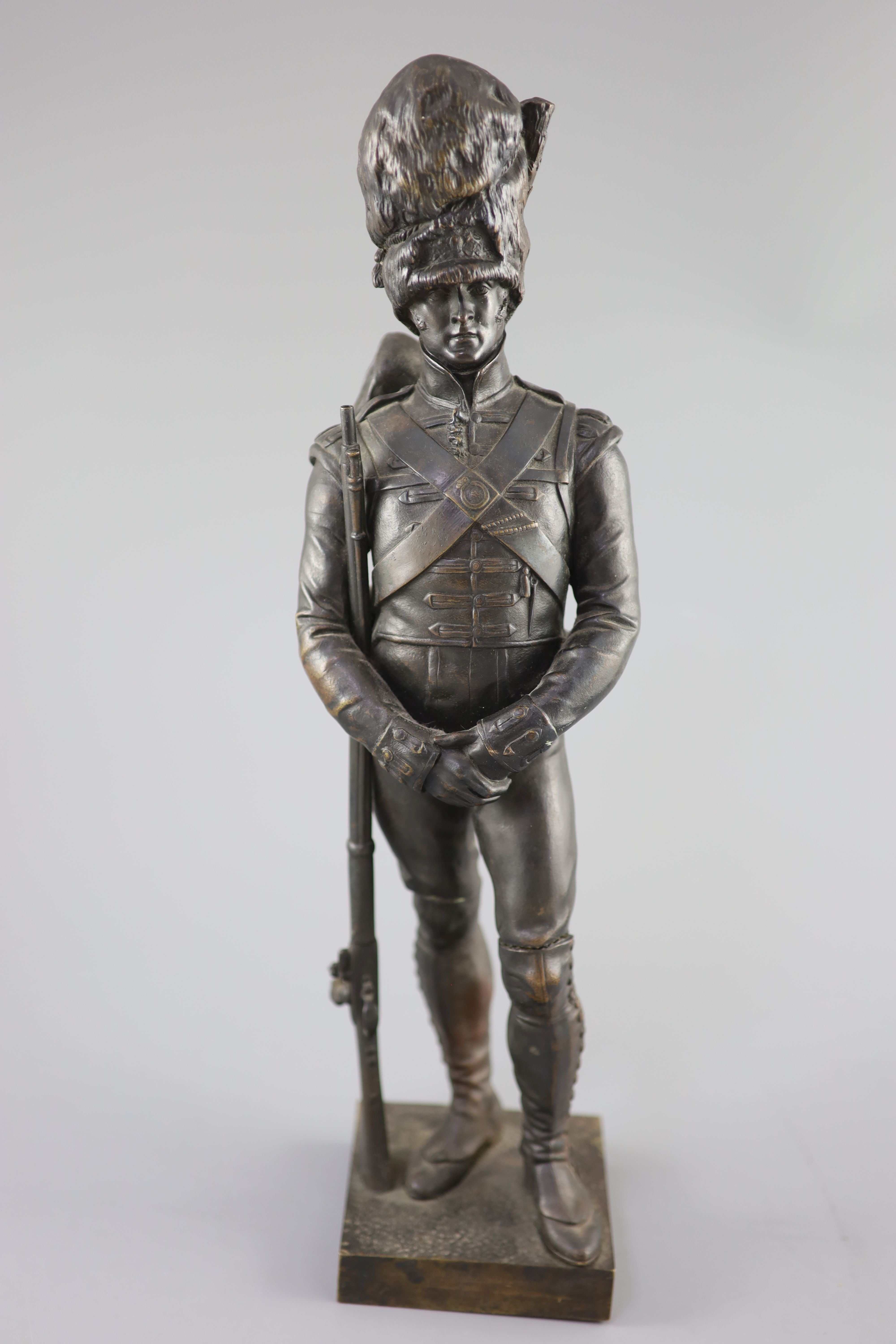 Sir Joseph Edgar Boehm (1834-1890. A bronze figure of a Grenadier, height 13.25in.